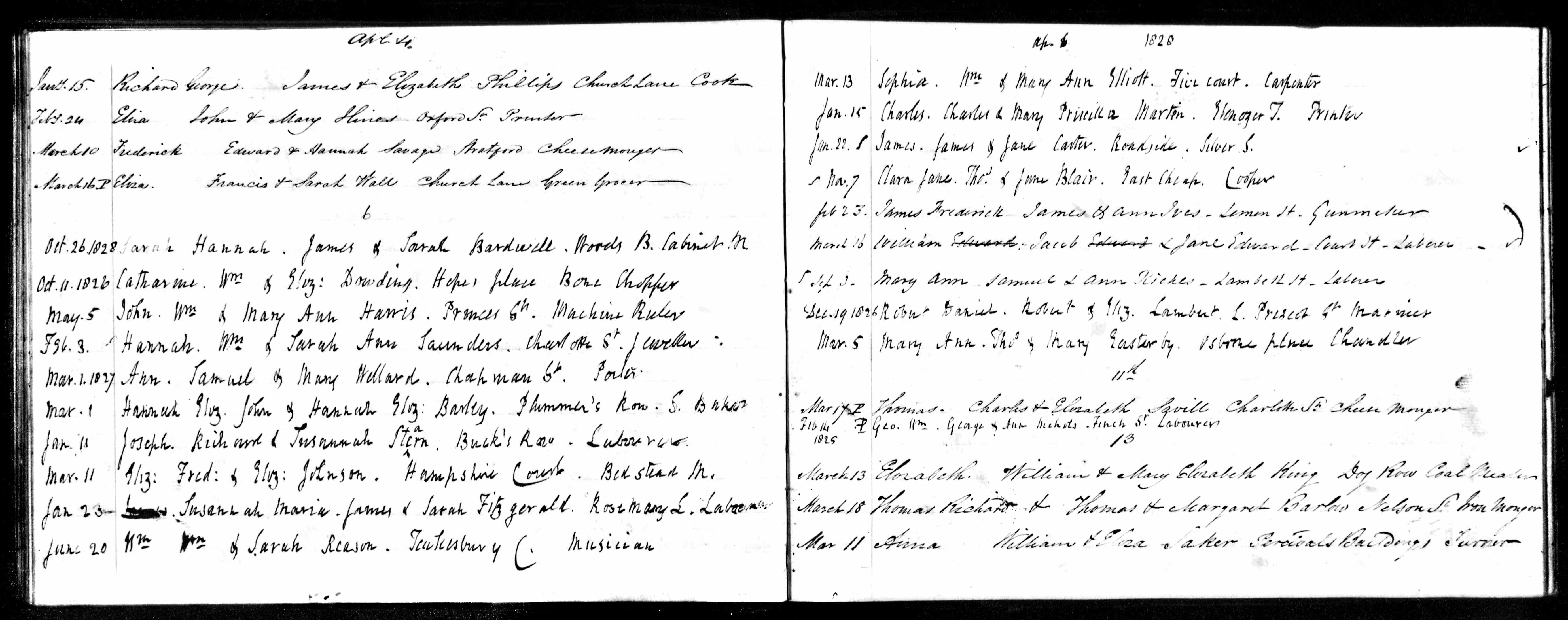 record of baptism for George William Nichols
